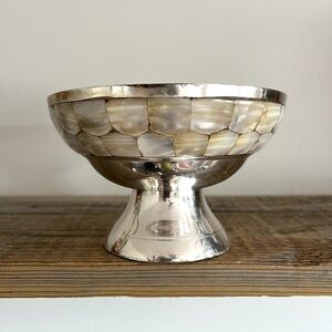 Silver and Mother of Pearl pedestal Bowl